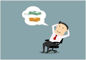 Happy businessman dreaming about money vector