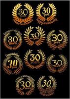 Anniversary golden laurel wreaths set vector