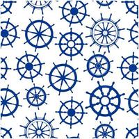 Blue sailing ships helms seamless pattern vector