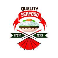 Fresh and tasty Japanese seafood restaurant icon vector