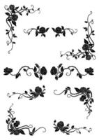 Floral borders with blooming rose flowers vector