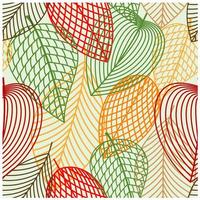 Outline autumnal leaves seamless pattern vector