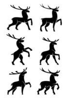 Wild bull elks or deers black silhouettes vector