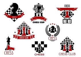 Chess game and sport club emblems or icons vector