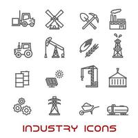 iconos de línea delgada de industria y ecología vector