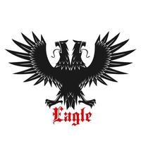 Double headed black heraldic eagle icon vector