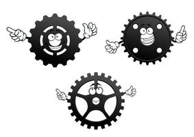 Gear wheels with funny faces and hands vector