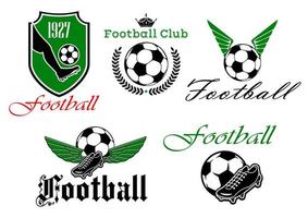 Soccer and football heraldic icons vector