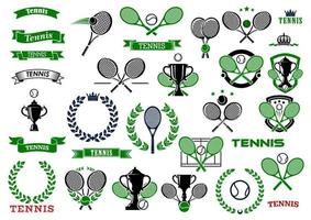 iconos y símbolos del juego deportivo de tenis vector