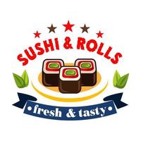 elemento de diseño de restaurante japonés con maki sushi vector