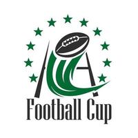 American football cup badge with ball and goalpost vector