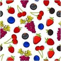 Summer fruits and berries seamless pattern vector