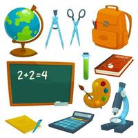School supplies icons set. Stationery elements. vector