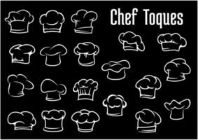 Chef and cook hats, caps or toques vector