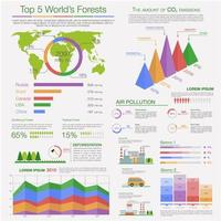 Air pollution and deforestation infographics vector