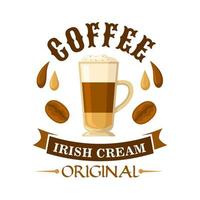 Irish cream coffee cocktail badge for menu design vector