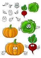 Funny cartoon isolated fresh veggies vector