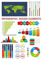 Graphs and charts with map for infographics design vector