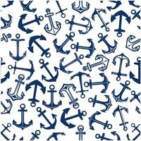 Dark or deep blue marine anchors seamless pattern vector