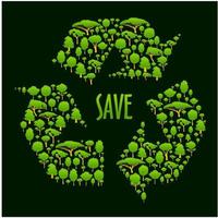 símbolo de reciclaje con árboles y plantas verdes vector