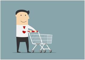 Businessman with empty shopping cart vector