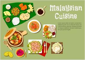 Malaysian cuisine dishes and tasty desserts vector