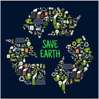 Save earth icons in shape of recycle sign vector