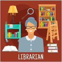 Librarian with books icon for profession design vector