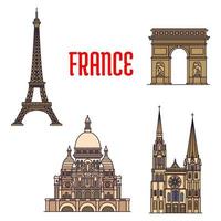 Architectural travel landmarks of France icon vector