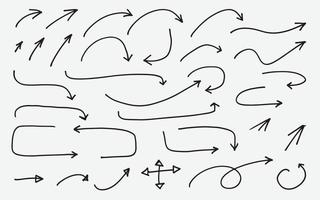 conjunto vectorial de iconos de flecha de diagrama dibujado a mano a mano alzada, elementos infográficos a mano alzada, conjunto de iconos de punteros de forma moderna vector