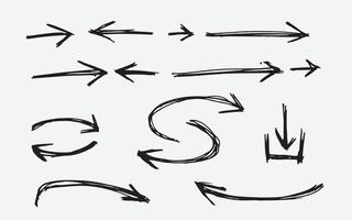 conjunto vectorial de iconos de flecha de diagrama dibujado a mano a mano alzada, elementos infográficos a mano alzada, conjunto de iconos de punteros de forma moderna vector