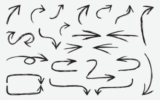 conjunto vectorial de iconos de flecha de diagrama dibujado a mano a mano alzada, elementos infográficos a mano alzada, conjunto de iconos de punteros de forma moderna vector