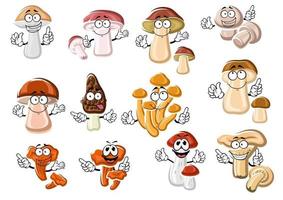 Funny cartoon forest edible mushrooms vector