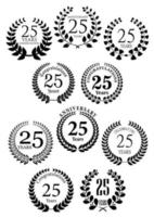 Iconos de coronas de laurel heráldico de aniversario vector