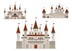 Medieval palaces or castles with towers and spires vector