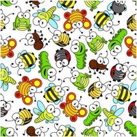 Colorful cartoon funny insects seamless pattern vector