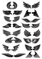 Wings heraldic icons symbols vector