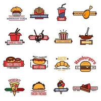 Fast food, bakery and sushi bar thin line icons vector