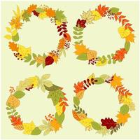 Autumn forest leaves wreaths and frames vector