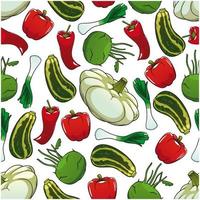 Colorful seamless pattern of fresh vegetables vector