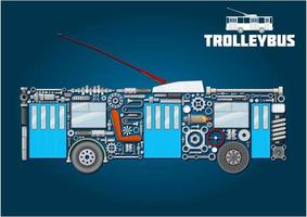 Trolleybus icon of detailed main components vector