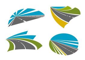 Speedy highway roads icons for traveling design vector
