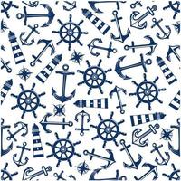 Marine seamless pattern with blue items vector