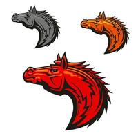 Horse stallion mascot heads set vector