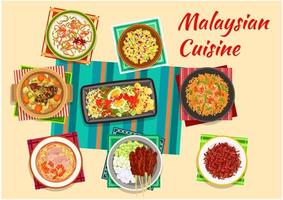 icono de cena tradicional de cocina malasia vector
