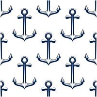 Blue retro marine anchors seamless pattern vector