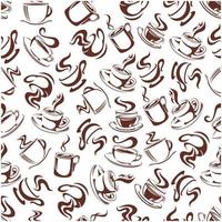 Brown seamless coffee and tea beverages pattern vector