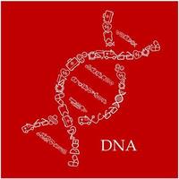 Linear medical icons creating a symbol of DNA vector