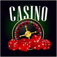 Casino roulette and red dices vector