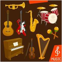 Wind and strings musical instruments vector